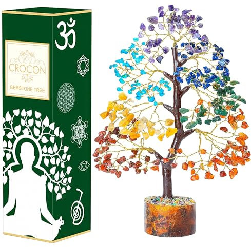 Albero della vita dei Sette chakra con cristalli naturali, idea regalo di compleanno per donne, regalo di arredamento per la casa per mamma e sorella, buona fortuna, pietre curative, regalo per donne