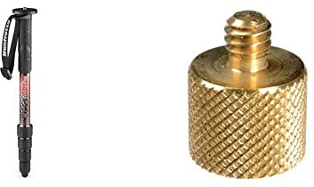 Monopode Manfrotto Element MII MMELMIIA5RD Rouge, à 5 Sections en Aluminium, avec dragonne, poignée en Caoutchouc, Charge de 16 kg & 015 Adaptateur Femelle 3/8 Male 1/4