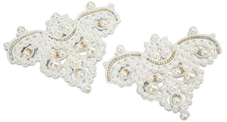 Tomotato 2 Piezas Clips de Zapatos de Perlas, Clips de Hebilla para Zapatos de Mujer, Pinzas para Zapatos de Mujer para Accesorios para Bodas, Zapatos, Ropa o Pelo(Pearl Shoe Flower)