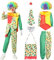 JONRRYIN Clown Kostüm Kinder Set, Clown Kostümzubehör Clown Kleidung Clown Perücke, Clown Kostüm für Zirkus Requisiten, Clown Nase, Clowntasche, Karneval Kostüm Cosplay -S, Farbe