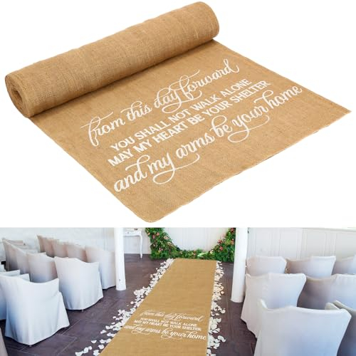 Tudomro Extra langer natürlicher Jute-Gangläufer für den Außenbereich, Jute, Gangläufer für Hochzeitszeremonie, rustikaler Innenbereich, Hochzeitsläufer, Teppich für Gehwege (stilvoller Stil, 101,6 x