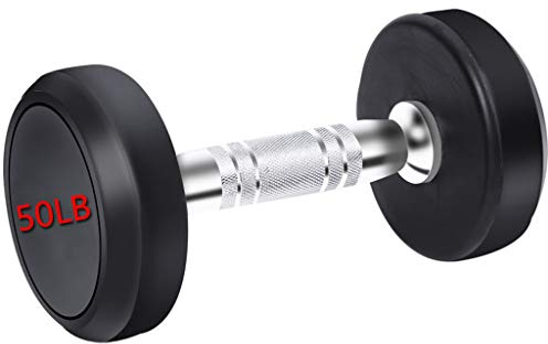 50LB Hanteln im runden Gummi für Krafttraining, gerändelte Griffe, erweiterte Hantel für Krafttraining, vertikale Beinpresse für Zuhause (schwarz, Einheitsgröße)