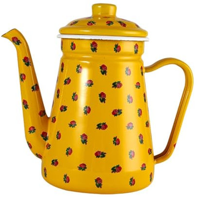 OLiWia 1.5l Style Chinois Émail Cafetière Avec Bec Mince Bouilloire Émail Café Poche D’infusion À La Main Huile Cruche Crane Bec Cruche