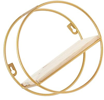 LIFKOME Wandregal Aus Eisen Und Holz Multifunktionales Lagerregal Für Badezimmer Und Wohnzimmer Dekoratives Wandregal Mit Starkem Tragvermögen