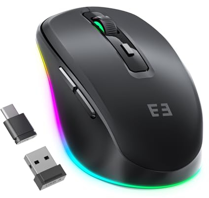 seenda Maus Kabellos, USB C Maus mit Jiggler-Funkmaus für Laptop Aufladbar mit USB-&Typ-C-Empfänger, Mouse Jiggler-MacBook Maus Mover für Windows Android Tablet/PC/Computer, Schwarz