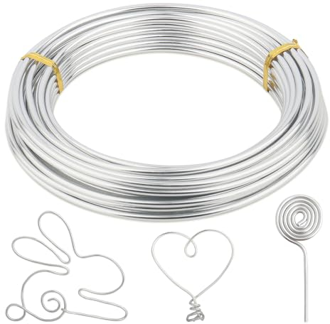 Alambre para Manualidades, Alambre de Aluminio 3 mm X 10 m, Alambre Artesanal de Aluminio, Alambre Artístico de Plata, Alambre Flexible para Manualidades, para Fabricación de Modelos, Bonsai, Joyería