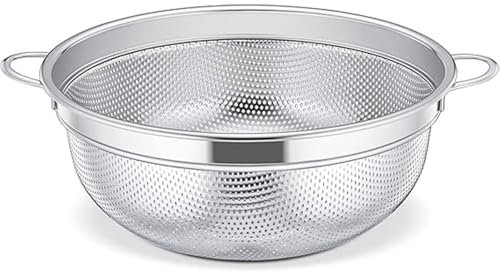 Roysmart Passoire de Cuisine en Acier Inoxydable avec Poignées, Passoire Micro-perforée de 20 cm, Passoire pour Pâtes, Légumes, Fruits, Riz
