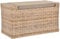 Wäschesortierer mit Sitzbank aus echtem Rattan/Wäschesammler mit 3 Fächern (Grau Natur)