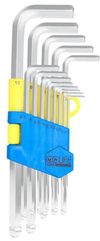 CCLIFE Llaves Allen Hexagonales 13 piezas, 1.27mm-10mm Llave Hex con Cabezal Esférico, Cr-V Llaves HX