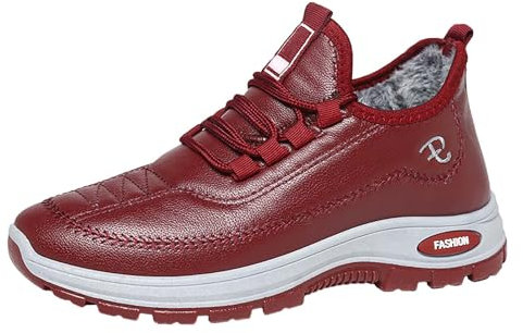 Generico Stivali Donna Polpaccio Largo Stivaletto Estivi Stivali da neve da donna Sneakers casual alla Scarpe casual piatte traspiranti Stivali da donna caldi Stivali Donna Lunghissimi (Red, 38)