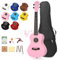 Dripex 23 Zoll Konzert Ukulele Set - Kleine Gitarre Kit für Erwachsene und Kinder, Anfänger Mit Tasche, Tuner, Gurt, Bedienungsanleitung, Saite (Rosa)