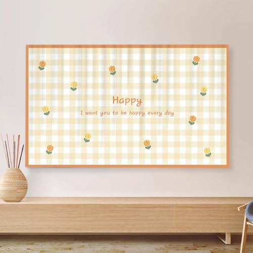 JANEMUA TV-Abdeckung TV-Schutzabdeckung, Tulpenprints TV-Dekorabdeckung, Die TV-Abdeckung Ist Universell Für Desktop/gekrümmte Oberflächen.-Yellow||24inch