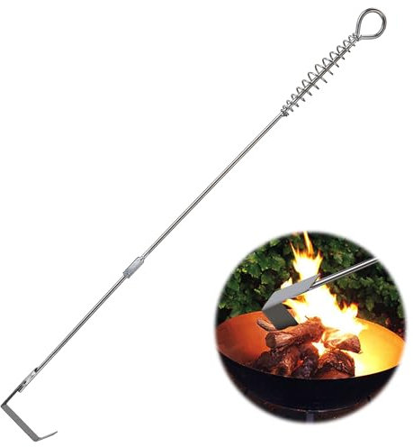 20 BBQ Ash Tool Poker Rake, Small Charcoal Grill Rake Parts for Big Green Egg, BBQ Grill Scraper for Removing Residue - Ideal for Charcoal Grills, Wood Burning Stoves and Pizza Ovens