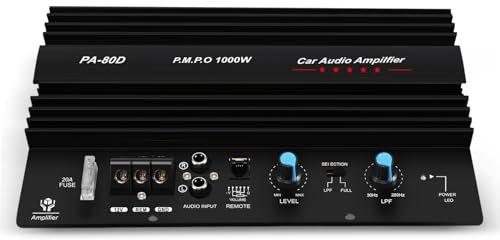 Reinscer 12V 1000W Mono Car Audio Power Amplifier Powerful Subwoofers Amp PA80D