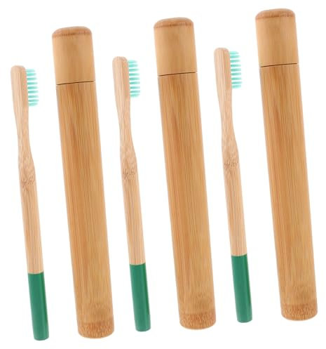 COLLBATH Bambuszahnbürste Mit Ergonomischem Griff Reisezahnbürste Aus Bambusrohr Mit Zahnbürste Und Etui Wiederverwendbar Abbaubar