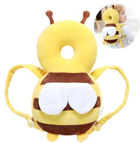 PandaEar Zaino di Protezione per la Testa del Bambino, Protettore della Testa per Bambini in Fase di Camminata, Cuscino di Sicurezza Regolabile (Giallo)