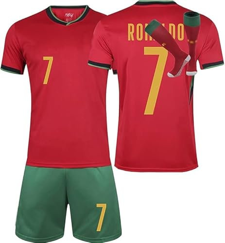 Maillot de Foot et Ensemble 3 Pièces Enfant, Tenue Football Adultes, Vêtement Sport Homme Garçon avec Tshirt, Shorts et Chaussette Set