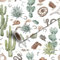 45x300cm Peel and Stick Wallpaper Western nature seamless Hand drawn colorful cactus snake horse shoe Contact Paper Self Adhesive Removable Wallpaper Waterproof for Backsplash Bedroom Kitchen