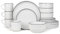 16pc Stackable White with Black Rim Dinner Set