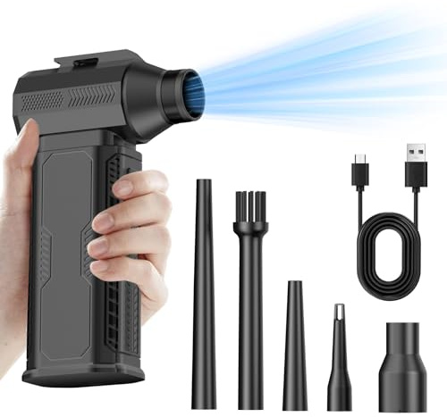 Compressed Air Duster, 3-Speed Compressed Air Cleaner for PC (Black, Turbo)