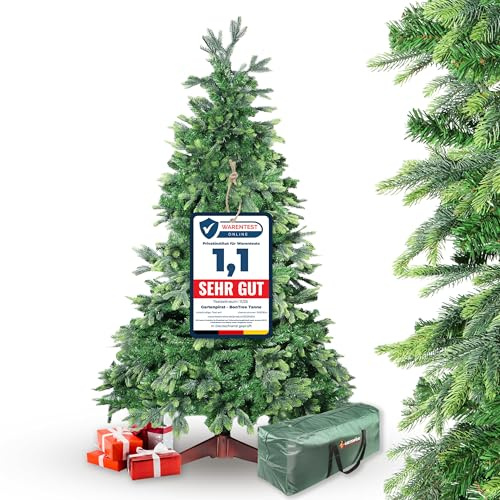 Gartenpirat Künstlicher Weihnachtsbaum BonTree Tanne 210 cm Komfort-Set Christbaum künstlich mit Holzständer und Aufbewahrungstasche