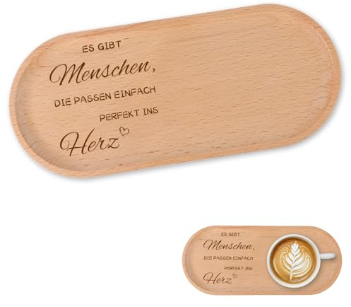 Geschenk Freundin-Tablett Holz Für Freundinnen,Ellipsen Gravierte Herz geformt Freundschaft Für Geschenk Freundin Geburtstag（22x11cm）