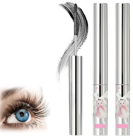 2 Stück Iron Eye Mascara, Schwarzes 3D Curling Eyelash Iron Mascara, Borstenlose Metallwimpernbürste, Gekräuseltes-Ironeye-Mascara, Langlebig Metall-Mascara, Nicht Zusammenbackend,Nicht Verschmierend