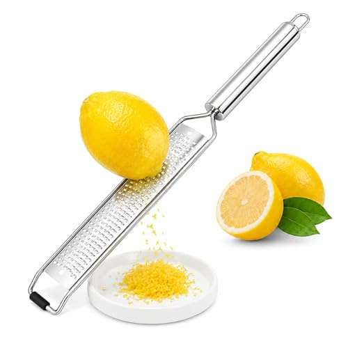 Cheese Grater & Lemon Zester, Stainless Steel Grater, Hand Grater for Parmesan, Garlic, Ginger & Chocolate, Sharp Blade Kitchen Grater Tool, Dishwasher Safe