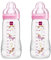 MAM Easy Active Bottles | 2 Pack (2 x 330ml) | Fast Flow MAM Teats Size 3 | Baby Accessories | Lilac (Various Designs)