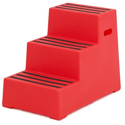 Nedlandic Quality Horse Supplies Aufstiegshilfe Exklusiv mit 3 Stufen, für Pferd, Rot, 80 cm x 50 cm x 63 cm