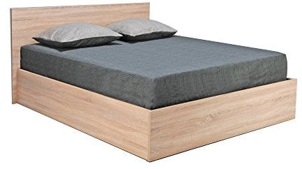 WEBER INDUSTRIES Lit Coffre Madrid 140x190 + 1 sommier/Décor Chêne Blanchi