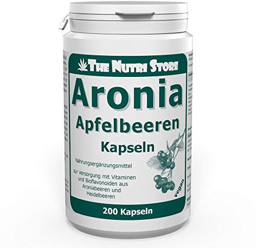 Aronia Apfelbeeren vegane Kapseln 200 Stk. - zur Versorgung mit Vitaminen und Bioflavonoiden aus Aroniabeeren und Heidelbeeren