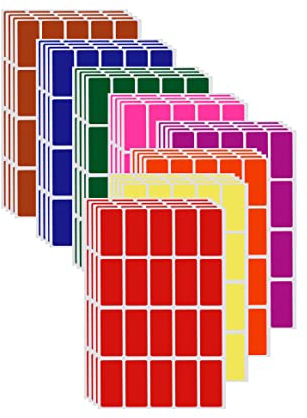 Etiketten Bunt 40 mm x 19 mm Aufkleber - 4 cm x 1,9 cm viereckige Sticker 640 Stück von Royal Green