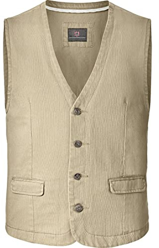 Jan Vanderstorm Herren Weste Torell | in Jeans-Optik, Freizeitweste aus reiner Baumwolle, Anzugweste im Denim-Look für Männer, große Größen L-7XL