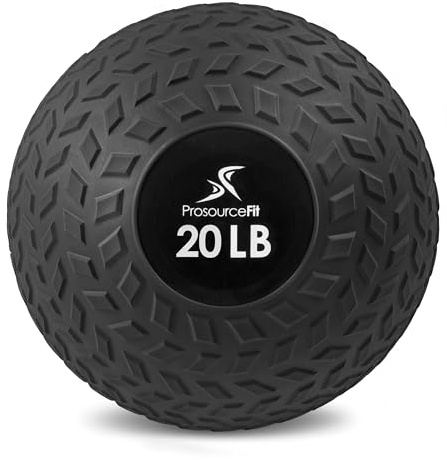 ProsourceFit Slam Medicine Ball, Tread Textured Grip Dead Weight Balls for Strength and Conditioning Exercises, Cardio and Core Workouts, 20lb, Black