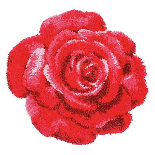 Vervaco Latch Hook Kit: Shaped Rug: Red Rose
