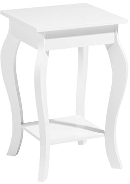 Beliani Table Basse d'Appoint Blanche avec Plateau Carrée et Pieds au Style Louis Design Classique pour Salon ou Chambre Rétro Vintage
