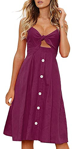 FANCYINN Vestidos Mujer Verano Casual Fiesta Media Pierna Bandage Floral Vestidos Midi Mujer