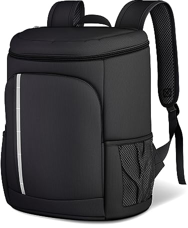 Fly-Bye - Mochila nevera de gran capacidad, 30 l, para pícnic, ligera, con aislamiento térmico, impermeable, para comidas o acampadas, para playa, senderismo, color negro