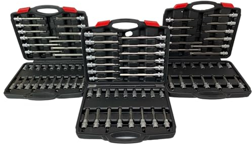 Kraftwelle Steckschlüssel Bit Set 3 Koffer Innenvielzahn Torx Innensechskant 1/2 Zoll KFZ PKW Spezialwerkzeug