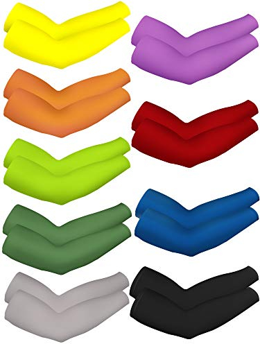 Bememo 9 Paar UV-Schutz, kühlende Ärmel, lange Armstulpen für Damen und Herren, Leuchtende Farben, Eine Größe passt meistens