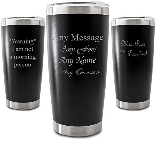 Personalised Engraved 500ml Black Travel Cup, Personalise with Any Message
