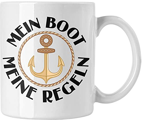 Trendation - Kapitän Tasse Geschenk Käptn Lustiger Spruch Bootsfahrer Sportboot Herren Segler Segeln Motoboot Lustig (Weiß)
