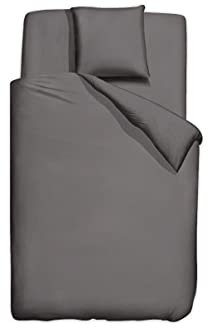 Bettwäsche 135x200 2 Teilig Einfarbig Grau Kissenbezug 80x80 Bettwäsche-Sets Anthrazit Unifarben Microfaser Bettbezug-Set mit Reißveschluss