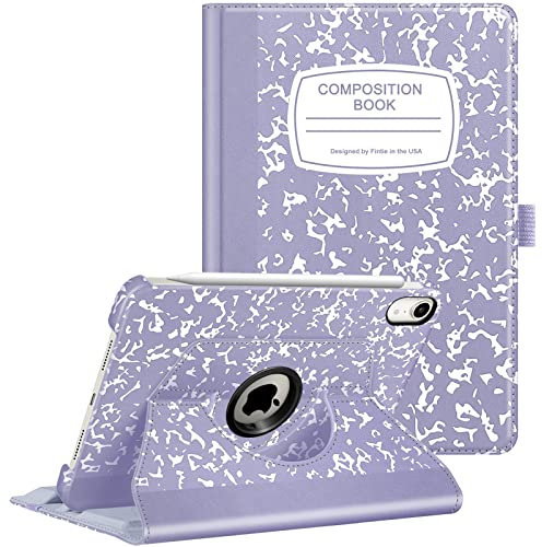 FINTIE Case for iPad Mini A17 Pro (2024) 8.3 Inch, iPad Mini 7th / 6th Generation (2024/2021), 360 Degree Swiveling Stand Protective Back Cover, Auto Wake/Sleep, (Z-Composition Book Lilac)