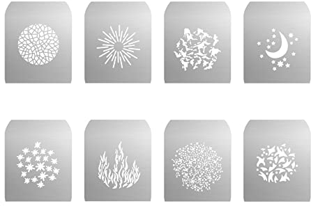 GOBO Sets für Soonpho Aluminiumlegierung Optischer Konische Snoot, 8 x Gobos Grafikkarten Metallplatten mit Hohlmustern für Kunst Spezialeffekte, Fotografie Zubehör für GOBO Projektor Bowens(Group C)