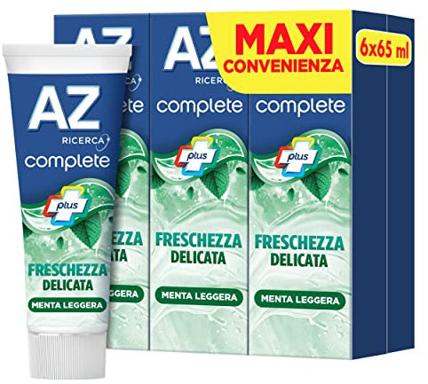 Zahnpasta AZ Multi Komplettschutz, sanfte Frische, tiefe Zahnreinigung, leichter Minzgeschmack, Maxi-Format mit 6 Packungen x 65 ml