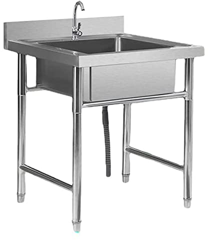 Küchenspüle Bodenstehende, Standwaschbecken, Spülbecken Edelstahl Mit Wasserhahn, Abtropffläche Und Handwaschbecken, Freistehend Spültisch Für Gewerbliche Garten Garage