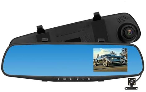 4. 3in Mirror Dash Cam Ruspela Car Camera Front and Rear Dashcam with Motion Detection Loop Recording Rear View Mirror 1080P Backup Camera