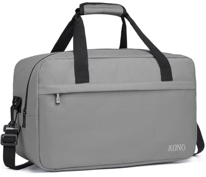 KONO Reisetasche Weekender Tasche 40x20x25 Ryanair Handgepäck Unisex Gym Henkeltasche 20L (Grau)